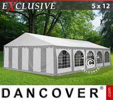 Tenda per feste Exclusive 5x12m PVC, Grigio/Bianco