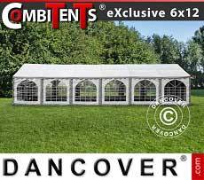 Tenda per feste Exclusive CombiTents® 6x12m, 4 in 1, Grigio/Bianco