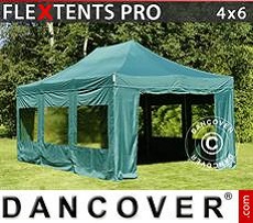 Tenda per feste  PRO 4x6m Verde, inclusi 8 fianchi