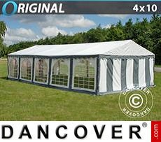 Tenda per feste Original 4x10m PVC, Grigio/Bianco