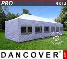 Tenda per feste PRO 4x12m Bianco, inclusi fianchi