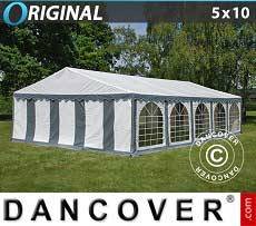 Tenda per feste Original 5x10m PVC, Grigio/Bianco