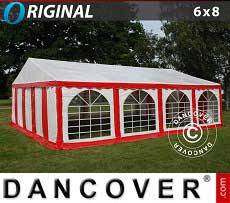 Tenda per feste Original 6x8m PVC, Rosso/Bianco